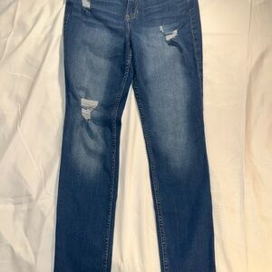 Hollister Women's Distressed Straight Leg Jeans - Blue
